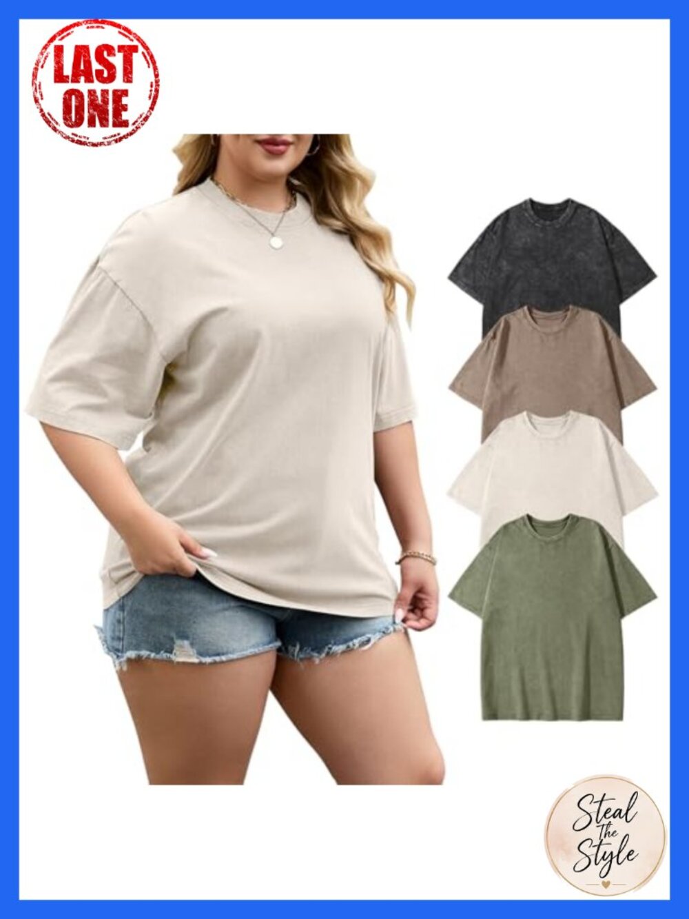4 Pack Plus Size Oversized T Shirts Short Sleeve